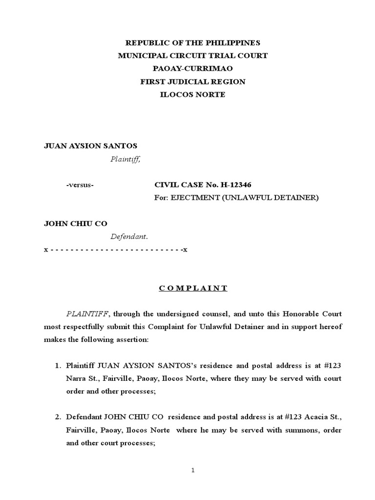 Legal Forms Requirement Unlawful Detainer 1 PDF Discovery (Law) Lawsuit