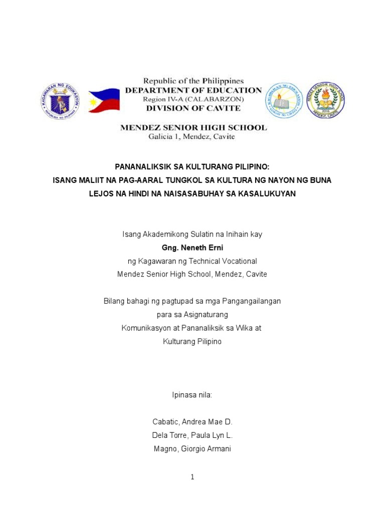 thesis title about kulturang pilipino