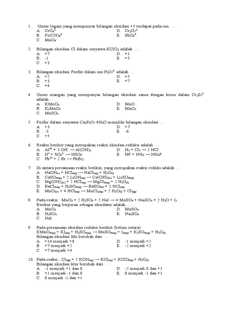 Uas Kimia Genap X Ipa 2016 Pdf
