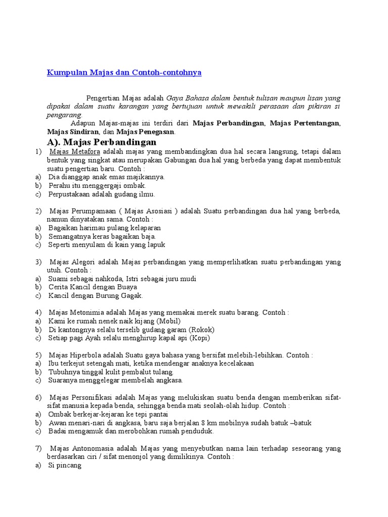 Kumpulan Majas Dan Contoh Pdf