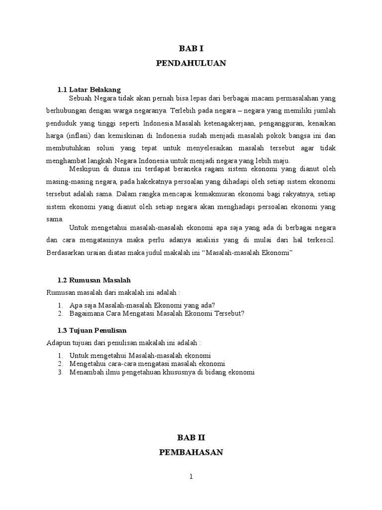 MAKALAH MASALAH EKONOMI