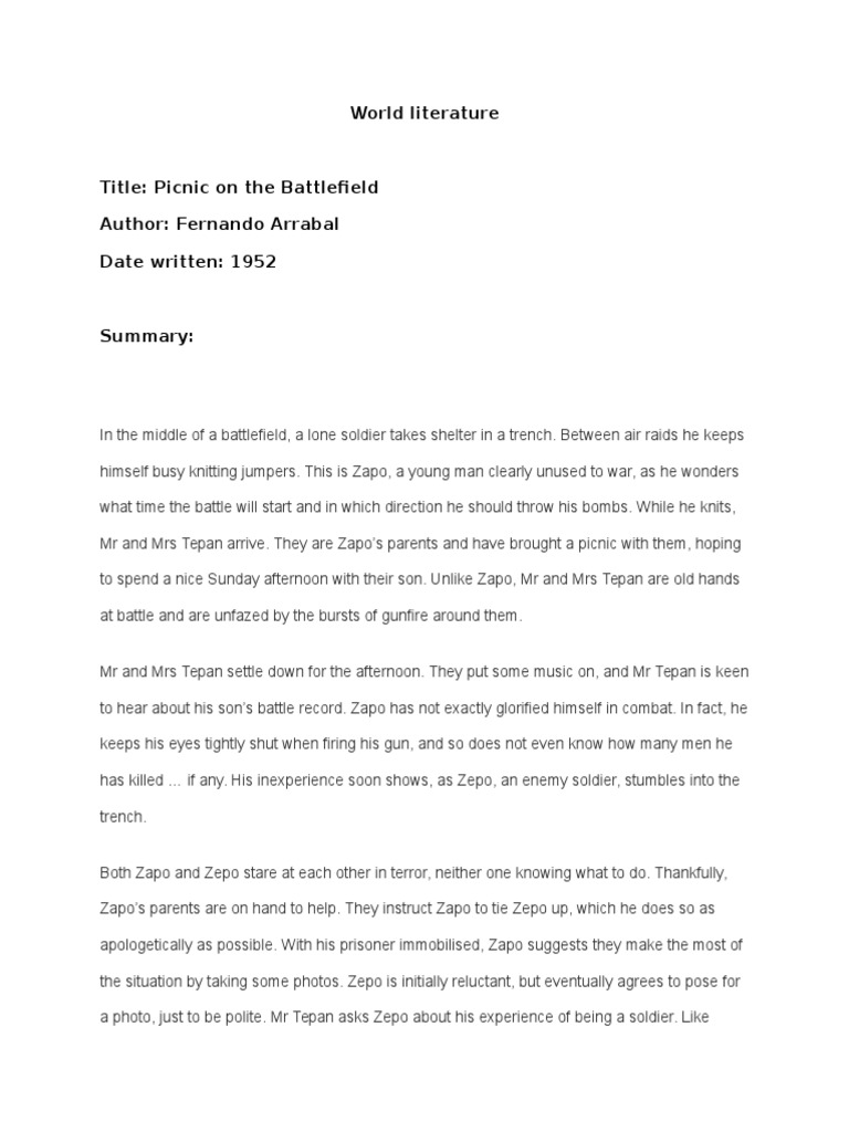 Picnic On The Battlefield PDF Violence Unrest