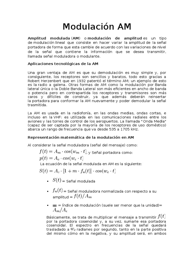 Modulación AM | PDF | Radiodifusión | Ingeniería Electrónica