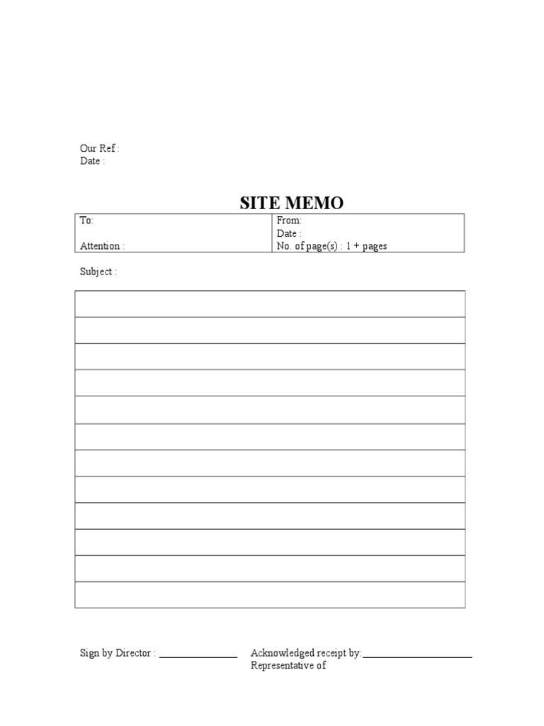 Site Memo Template for Directors | PDF