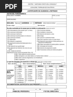 Modelo  justificación de ausencias o retrasos 