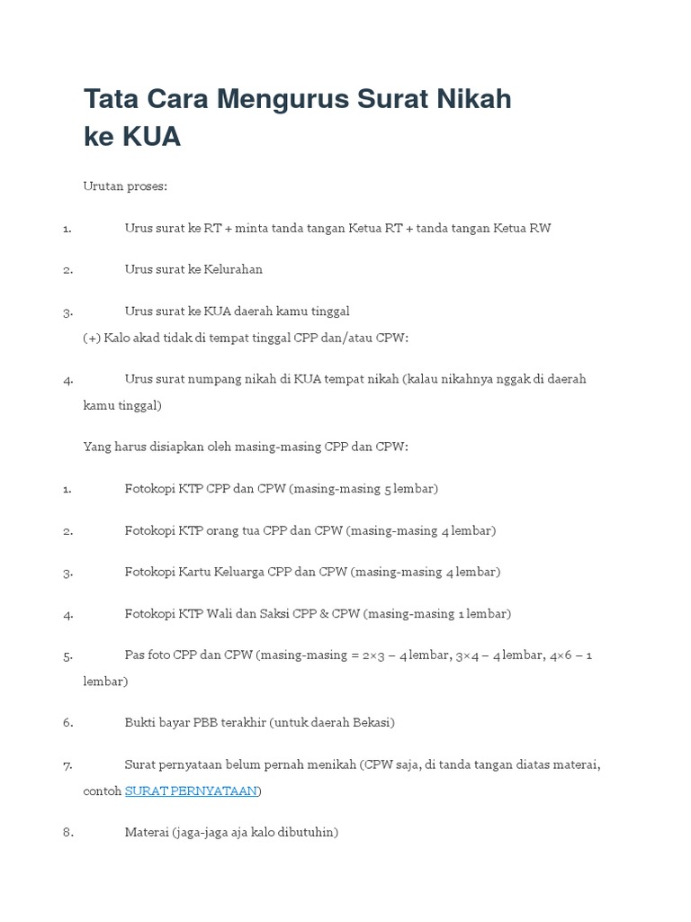 Tata Cara Mengurus Surat Nikah Ke Kua