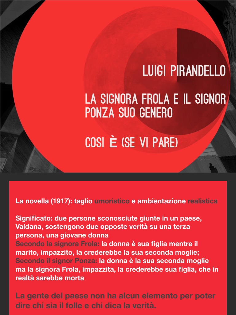 La Signora Frola E Il Signor Ponza Suo Genero Riassunto