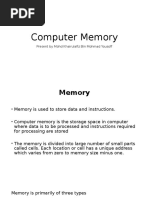 Computer Memory: Present by Mohd Khairulafiz Bin Mohmad Yousof