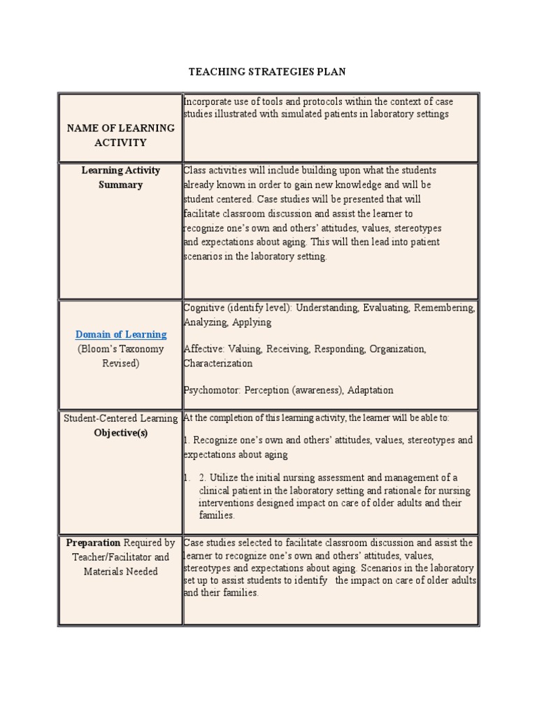 Teaching Strategies for Aging Care | PDF | Learning Styles | Learning