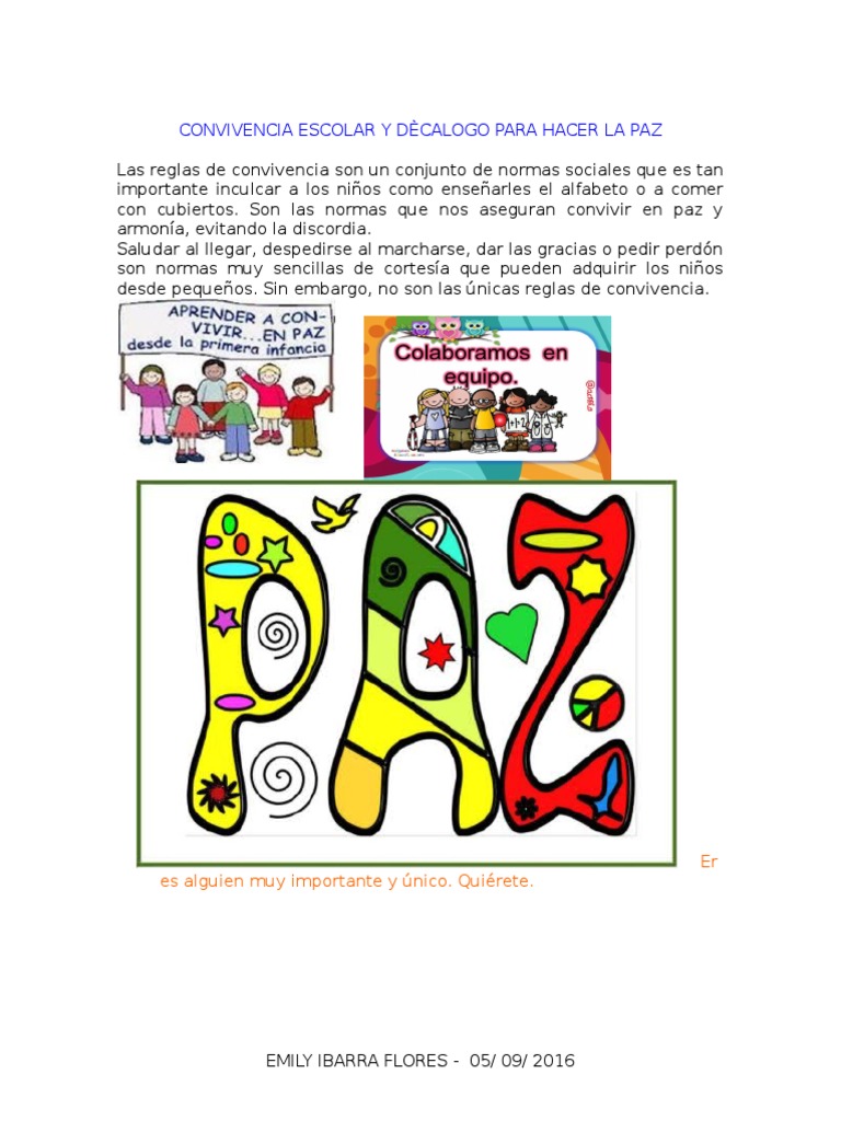 Decálogo para la Paz Escolar | PDF | Science | Ciencia y Tecnología