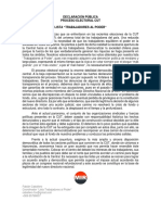 Declaración Pública - Lista Trabajadores Al Poder - Elecciones CUT