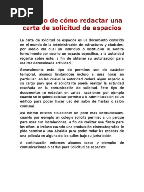 Ejemplo De Como Redactar Una Carta De Solicitud De Espacios Pdf
