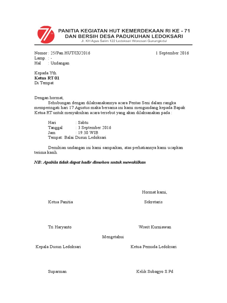 95 Contoh Undangan Pentas Seni Agustusan Terbaik