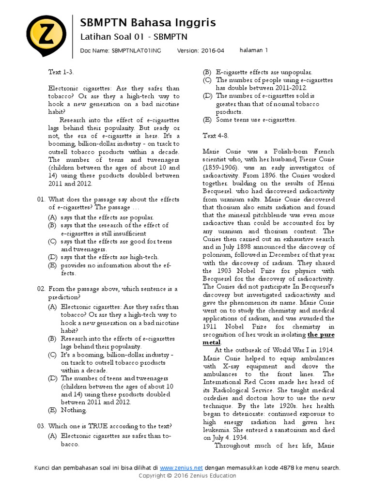 Latihan 1 Marie Curie Radioactive Decay
