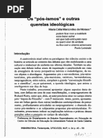 Maria Célia M. Moraes. Pós-Ismos e outras querelas ideológicas