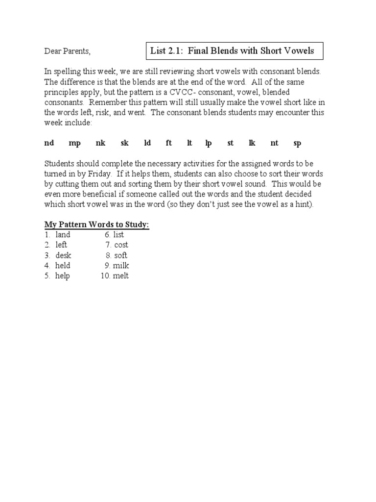 Week 2 Words | PDF | Consonant | Human Voice