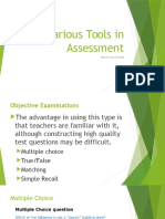 Various Tools in Assessment