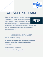 ACC 561 Final Exam:ACC 561 Final Exam Questions and Answers - Studentehelp