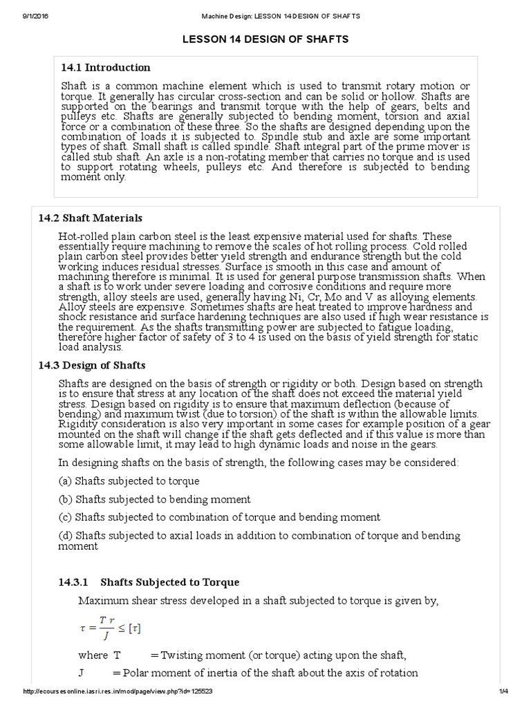 Shaft Design Principles and Formulas | PDF | Bending | Stress (Mechanics)