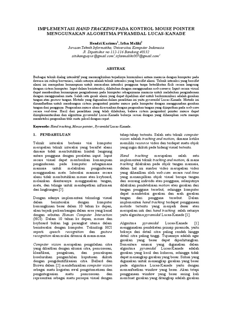 Implementasi Hand Tracking Pada Kontrol Mouse Pointer Menggunakan