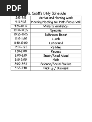 daily schedule