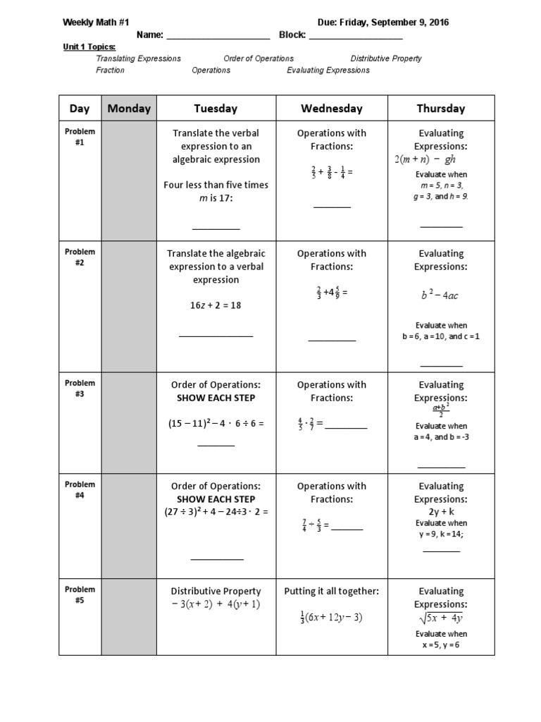 Unit 1 Math Practice Worksheet | PDF | Teaching Methods & Materials