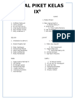 Jadwal Piket Kelas IX: Senin