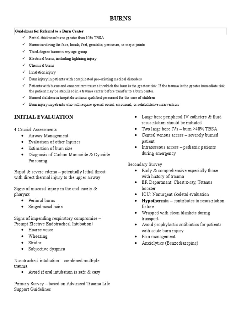 Burns: Initial Evaluation | PDF | Burn | Respiratory Tract