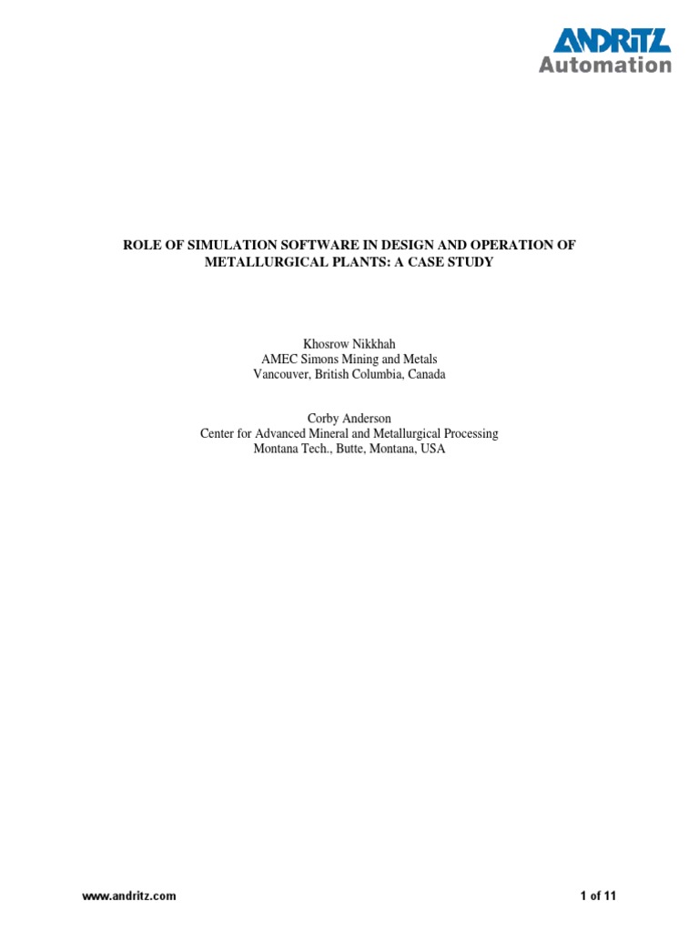 Metallurgical Process Simulation Insights | PDF | Mill (Grinding ...