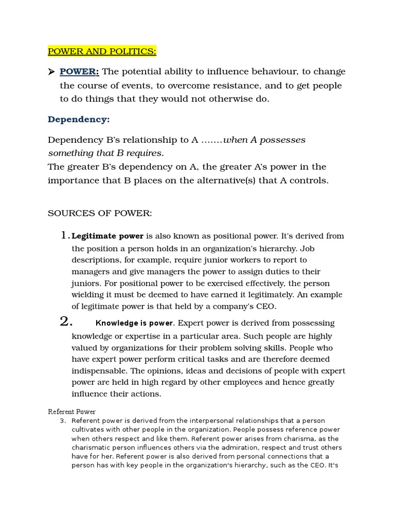 Understanding Power Dynamics in Organizations | PDF | Power (Social And ...