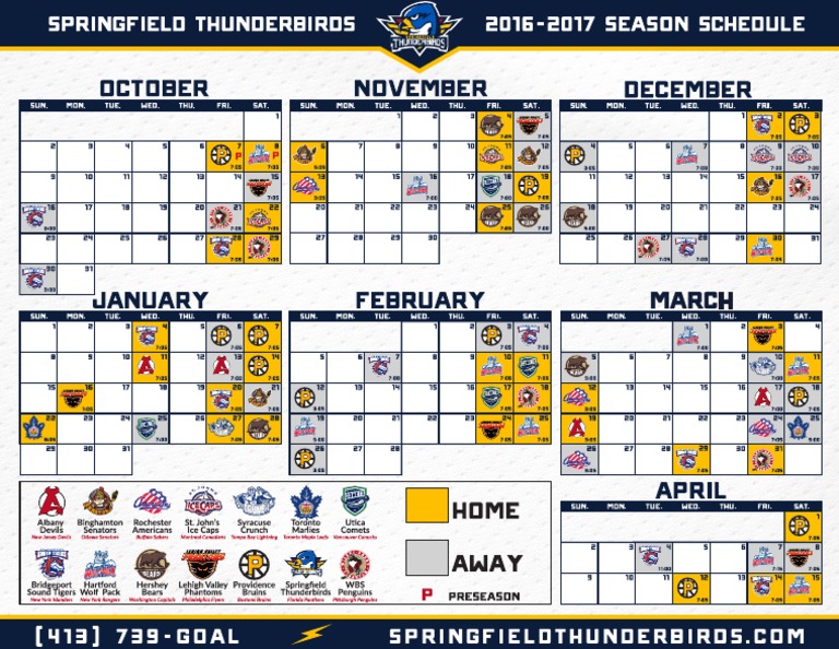 Springfield Thunderbirds 2016-17 AHL Schedule | PDF