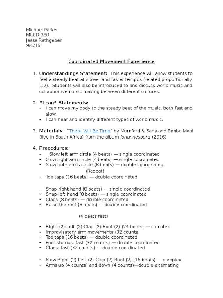 Coordinated Movement in World Music | PDF