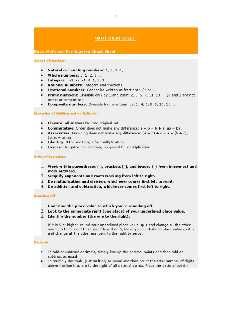Math Cheat Sheet | Download Free PDF | Trigonometric Functions ...