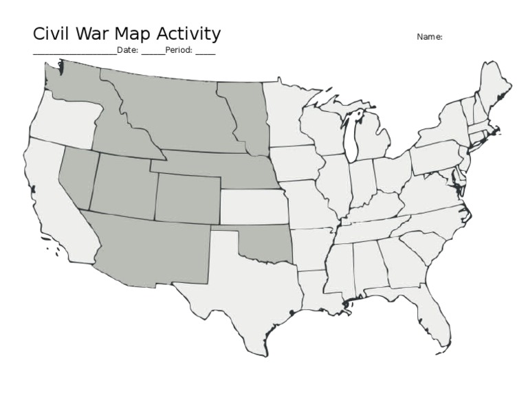 Civil War Map Activity Map PDF