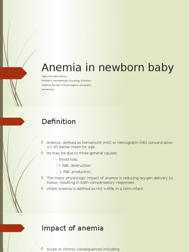 Anemia in Newborn Baby PDF Anemia Clinical Medicine