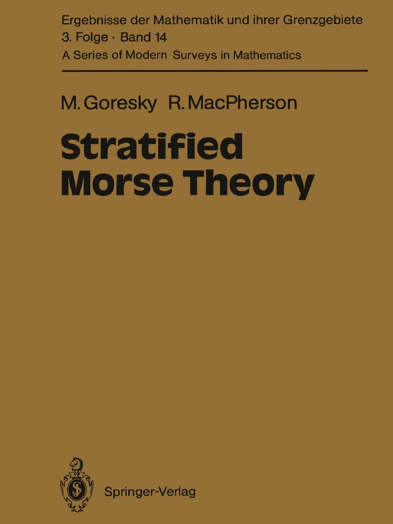 Stratified Morse Theory PDF Differentiable Manifold Manifold