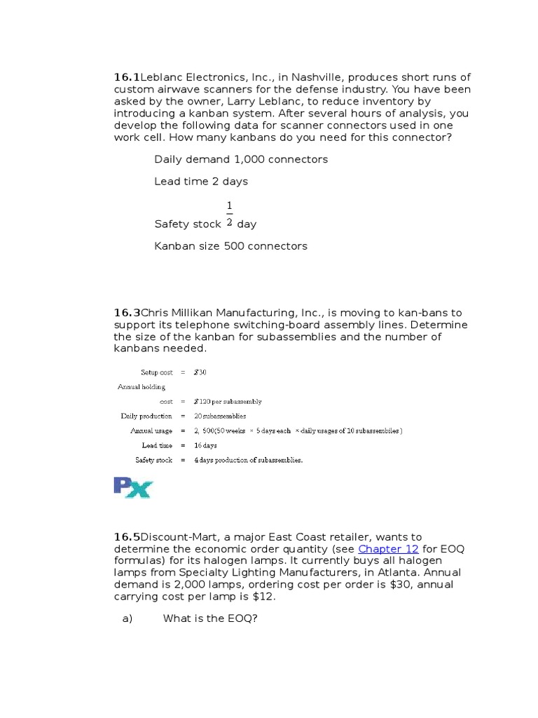 Kanban and EOQ Analysis for Inventory Management | PDF | Inventory ...