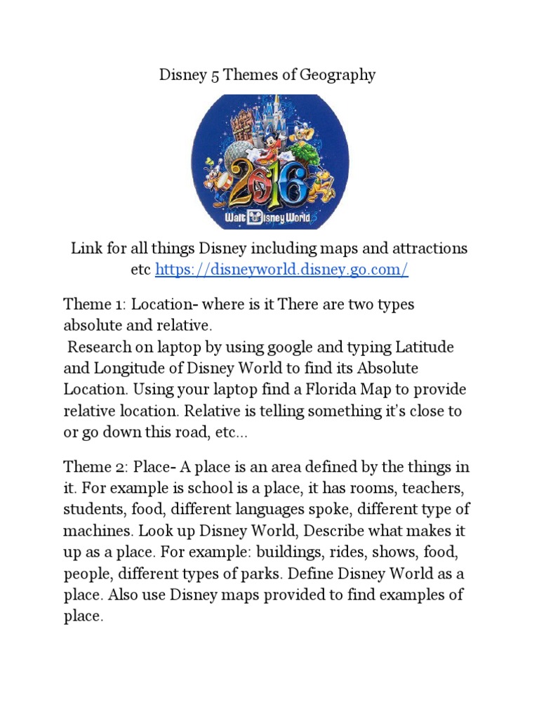 Disney World: 5 Geography Themes Explained | PDF | Walt Disney | Walt ...