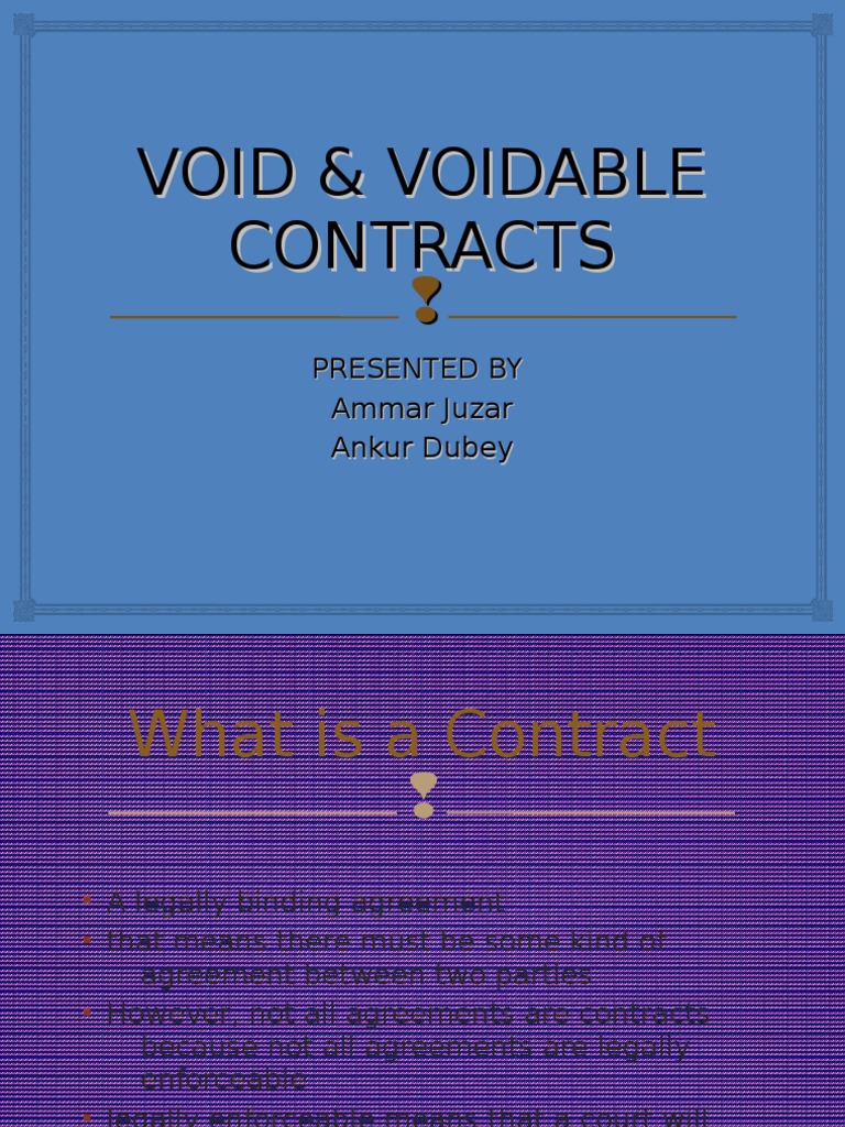 Void vs Voidable Contracts Explained | PDF | Void (Law) | Legal Ethics