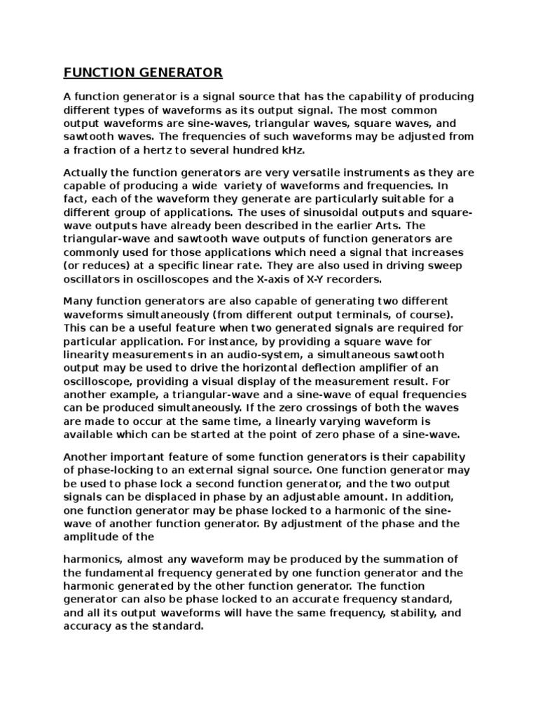 Function Generator PDF Cathode Ray Tube Amplifier