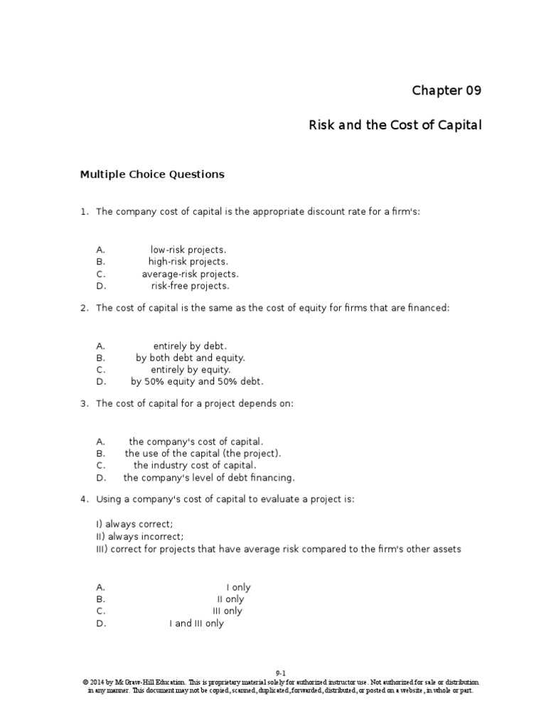 TBChap 009 | PDF | Cost Of Capital | Beta (Finance)
