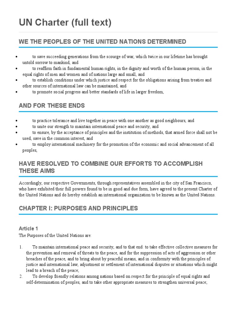 Full Text of the UN Charter | PDF | United Nations General Assembly ...