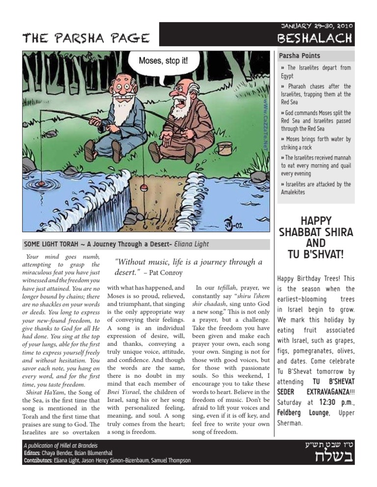 The Parsha Page Beshalach PDF Jewish Life Cycle Torah
