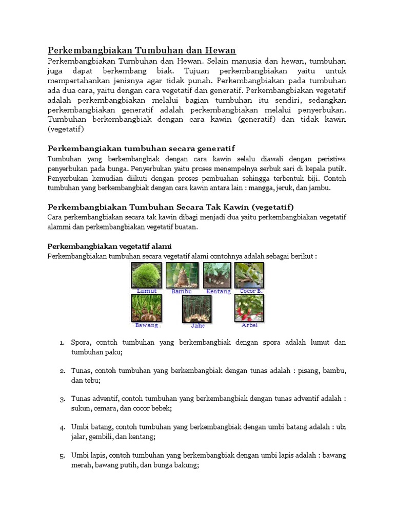 Perkembangbiakan Tumbuhan Dan Hewan