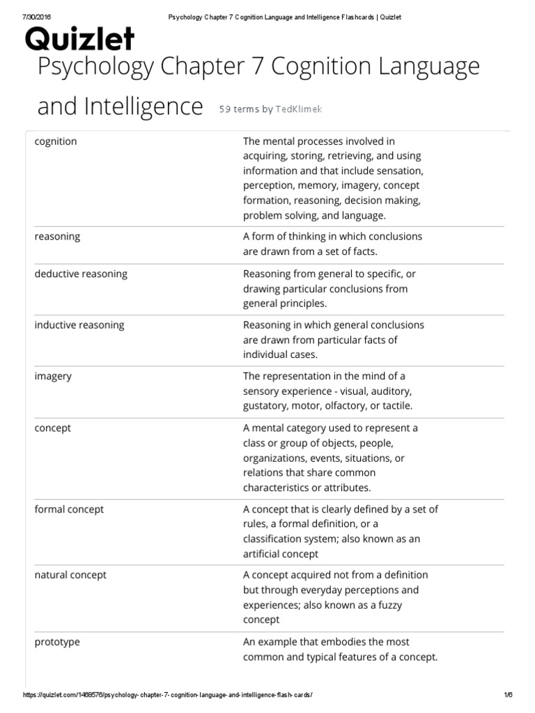 Cognition, Language, and Intelligence Overview | PDF | Concept ...