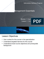 Database Management Essentials: Module 1: Course Introduction Lesson 1: Course Objectives