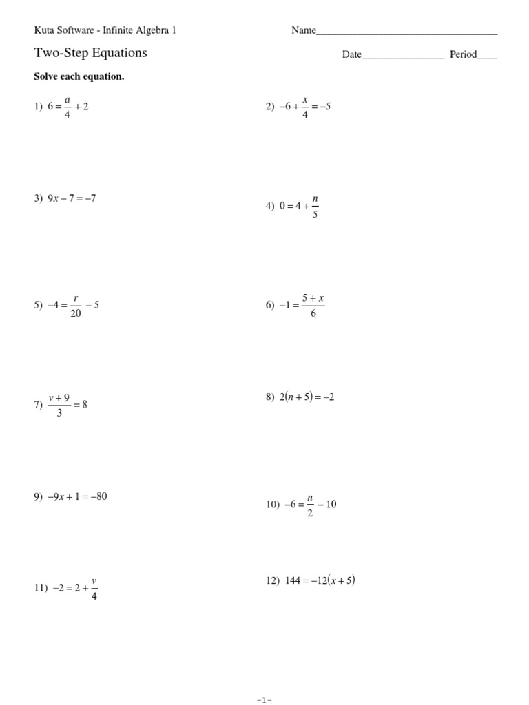Two-Step Equations Kuta | PDF