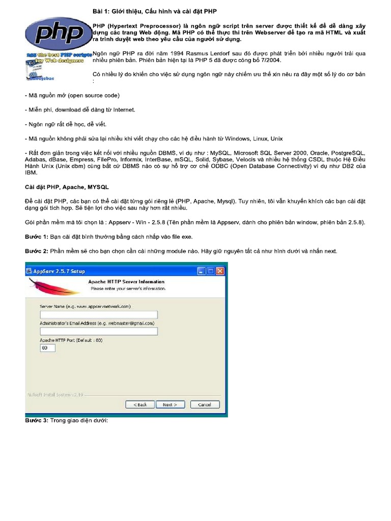 20 bài tập lập trình PHP - Tài Liệu PDF | PDF