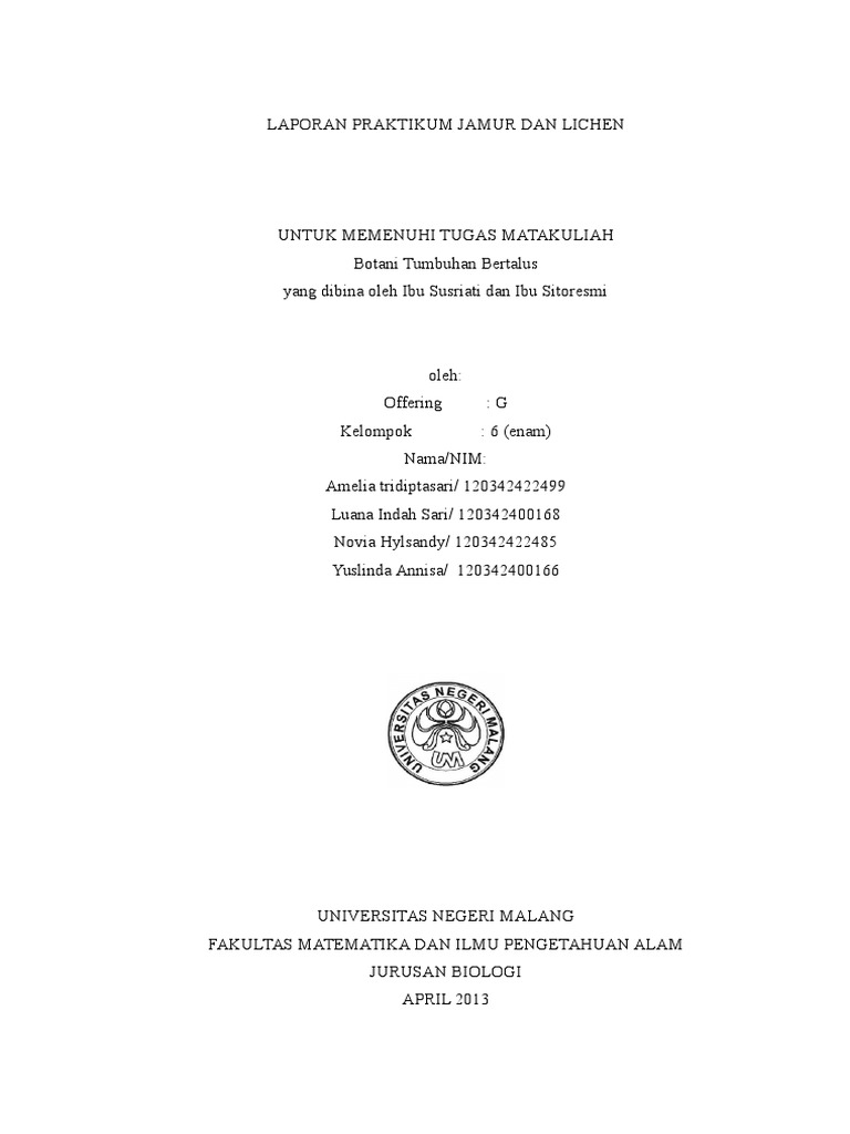 Laporan Praktikum Jamur | PDF