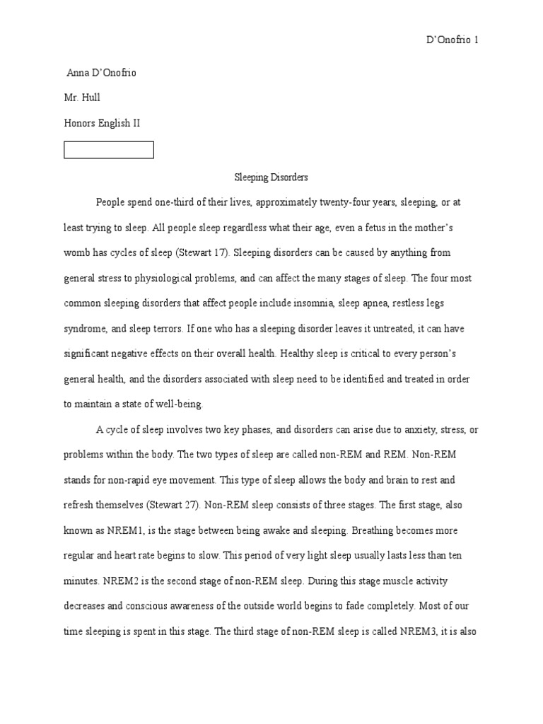 Sleeping Disorders Research Paper